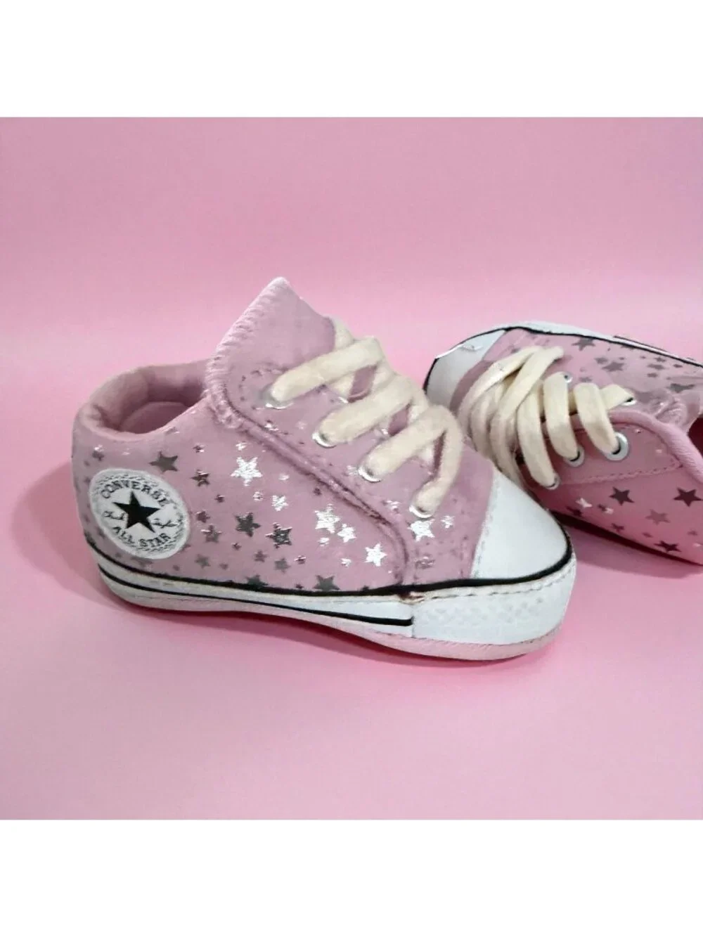 CONVERSE Girls Baby Star Print Crib Sneakers Shoes Size 1